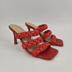 LONDON RAG HIGH BAE POINTED HEEL BRAIDED SANDALS WOMEN SIZE 7